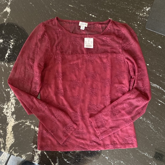 J. Crew Burgundy Floral Lace Lined Top w Stretch Small NWT Sold Out at J. Crew! - Picture 3 of 6